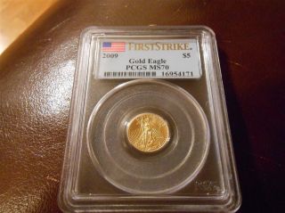 2009 1/10 Oz Gold American Eagle Ms - 70 Pcgs (first Strike) photo