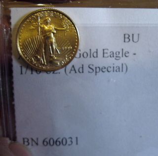 1999 Gold Eagle United States $5 Coin 1/10 Oz Uncirculated photo