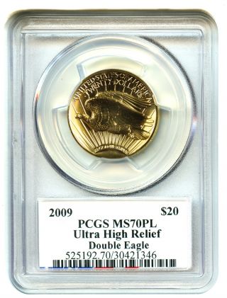 2009 Ultra High Relief $20 Pcgs Ms70 Pl (edmund C.  Moy Signature) 1 Ounce Gold photo