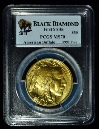 2014 $50 American Gold Buffalo 1 Ounce.  9999 Pcgs Ms 70 First Strike U.  S.  Coin photo