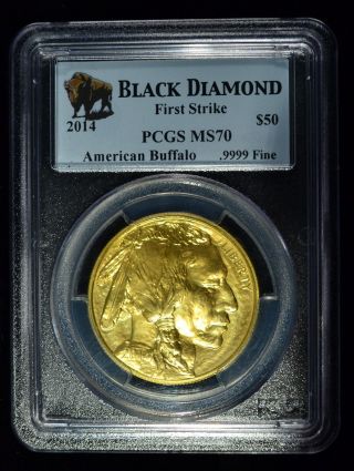 2014 $50 American Gold Buffalo 1 Ounce.  9999 First Strike Pcgs Ms 70 U.  S.  Coin photo