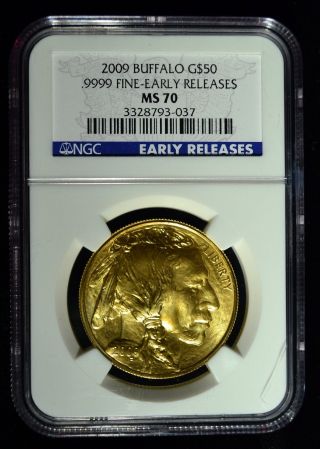 2009 $50 American Gold Buffalo 1 Ounce.  9999 Early Release Ngc Ms 70 U.  S.  Coin photo