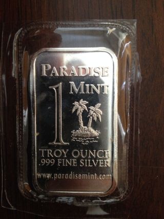 Paradise 1 Troy Oz.  999 Silver Bar photo