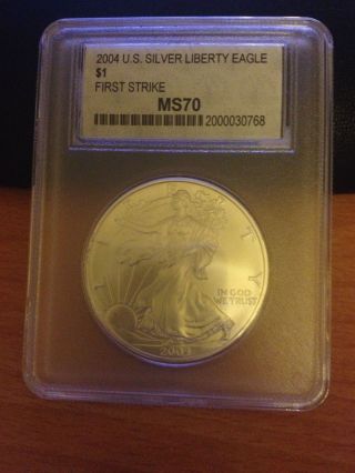 2004 $1 Silver Eagle First Strike Ms - 70 photo