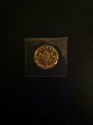 2014 1/10 Oz Gold Canadian Maple Leaf.  5$ Coin And. photo