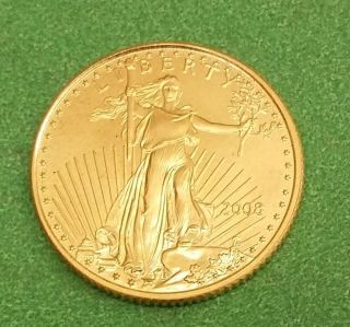 2008 1/10th Oz American Gold Eagle Coin - 1/10th Troy Oz.  999 Fine Gold photo