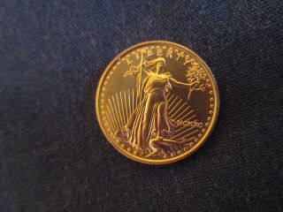 Mcmxc 1/10 Fine Gold American Eagle Five Dollar Coin (1990) photo