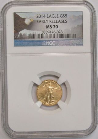 2014 1/10 Oz Gold American Eagle Ms - 70 Ngc Early Releases photo