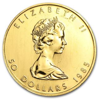 1985 1 Oz Gold Canadian Maple Leaf Coin - Brilliant Uncirculated - Sku 74655 photo