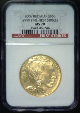 2006 $50 Gold Buffalo Ngc Ms 70 First Strikes photo