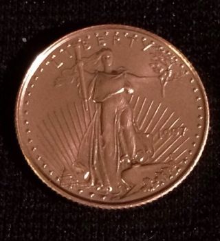 1997 $5 Gold Eagle Coin,  1/10th Oz Fine Gold,  Uncirculated Bullion photo
