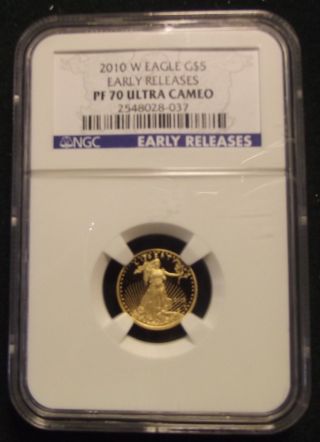 2010 W American Eagle Gold $5 1/10 Oz Early Releases Ngc Pf70 Ultra Cameo photo