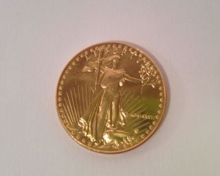 1986 Mcmlxxxvi 1 Troy Oz Gold Usa American Eagle Lady Liberty Coin $50 photo