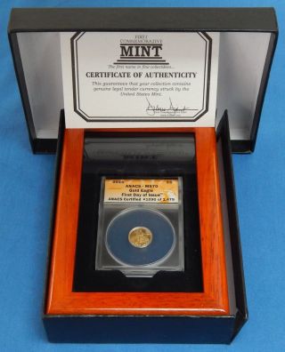 Anacs Ms 70 First Day Issue 2010 1/10 Oz American Gold Eagle W/ Box And C600 photo