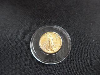Mcmxci $5 Gold Eagle.  1/10 Oz Pure Gold.  Bu And Encapsulated photo