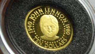 Salomon Islands 2005 10 Dollars John Lenon 1,  24 Gr.  999 Gold photo