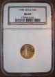 1989 $5 American Gold Eagle Ms - 69 Ngc (1/10 Oz) Brown Label Gold photo 1