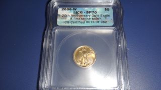 2006 - W American Gold Eagle 1/10oz.  $5 Dollars.  Icg - Sp70 photo