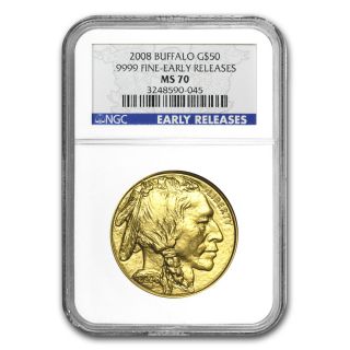 2008 1 Oz Gold Buffalo Coin - Ms - 70 Early Releases Ngc photo