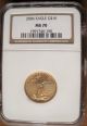 2006 $10 American Gold Eagle Ngc Ms - 70 (1/4 Oz) Brown Label - & Ins. Gold photo 1