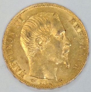 1858 A France 20 Francs Emperor Napoleon Iii.  900 Fine Gold Coin photo