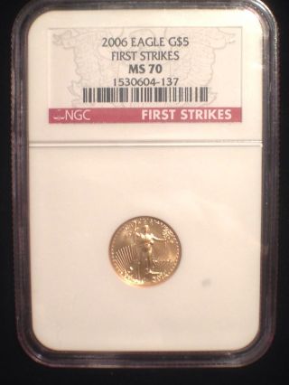 2006 American Gold Eagle 1/10 Oz - Ngc Ms70 First Strikes photo