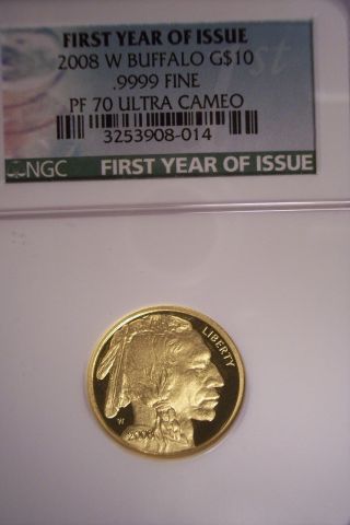 2008 - W Buffalo $10 Gold Coin Ngc Pf70 Ultra Cameo Proof photo