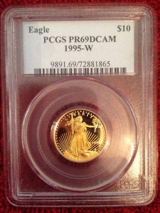 1995 W $10 1/4 Oz American Gold Eagle Proof Pcgs Pr69dcam photo