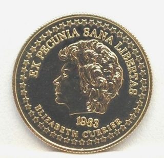 1983 Elizabeth Currier Gold Medallion 1/10 Troy Oz Coin Solid Pure Gold photo