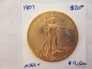 1907 $20 Saint Gaudens Gold Double Eagle Gem Brilliant Uncirculated Zkjszz photo
