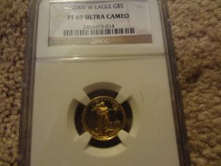 2000 W 5 Dollar Gold American Eagle Proof.  Ngc Pf69uc photo