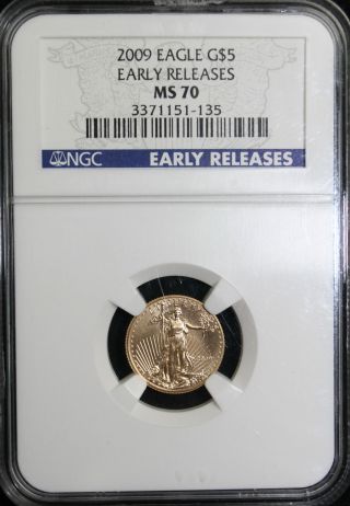 2009 $5 Gold Eagle Ngc Ms 70 Early Releases 151 - 135 photo