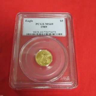 Pcgs Ms69 $5 American Eagle Gold Piece 1989 9828.  69/72073072 photo