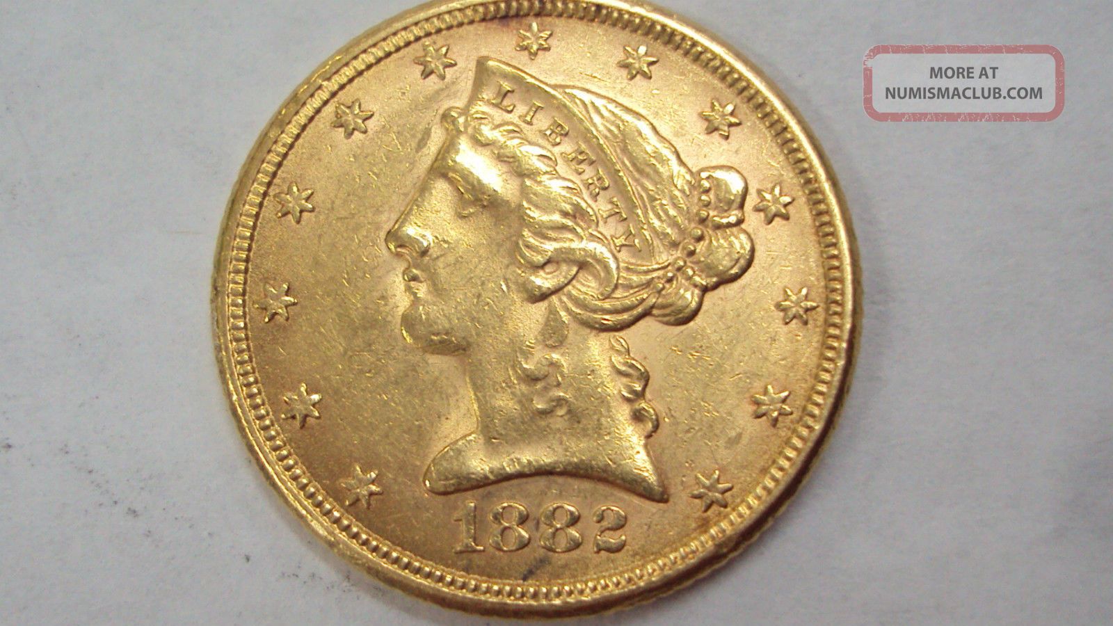 Coinhunters - 1882 Liberty Head $5 Gold Half Eagle - Almost Uncirculated,  Au, Gold photo