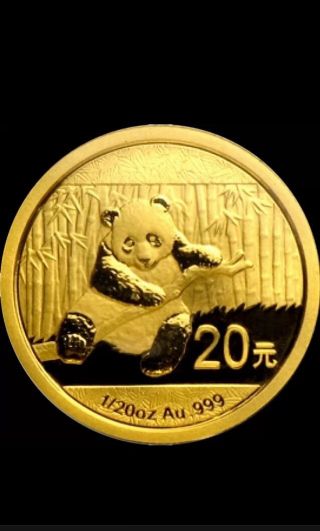 2014 1/20 Oz Gold Chinese Panda Coin In Seal Tight photo