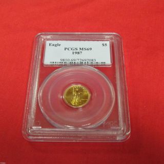 Pcgs Ms69 $5 American Eagle Gold Piece 1987 9810.  69/72692083 photo