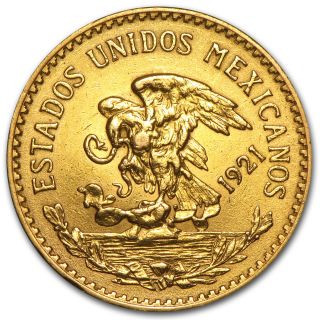 1921/10 Mexican 20 Pesos Gold Coin - Cleaned - Sku 82852 photo