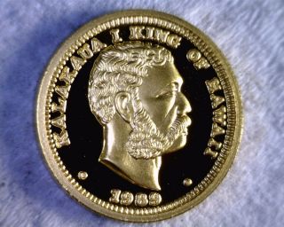 1989 Royal Hawaiian 1/4 Oz Proof.  9999 Gold Coin King Kalakaua photo