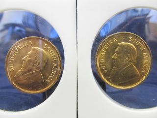 X 2 1982 South African 1/4 Oz Krugerrands.  916 Fine Gold Coin - Uncirculated photo