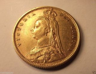 Great Britain Gold Coin ½ Sovereign 1892 - Victoria No Jeb Rare Error photo