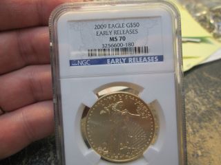 2009 American Gold Eagle 50 Dollar 1 Ounce Early Reliece Uncirculated Ngc Ms70 photo