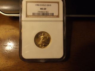 1986 Gold Eagle 1/4 Oz 10 Dollar Ngc Ms69 photo
