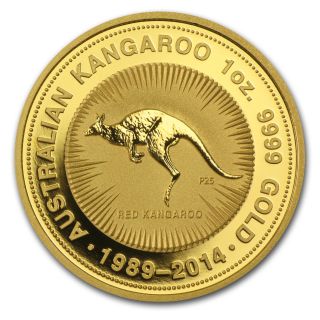 2014 1 Oz Australian Gold Kangaroo Coin - 25th Anniversary - Sku 81886 photo