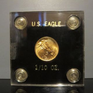 1987 American Eagle Liberty $5 1/10 Oz Gold Coin In Display Mount photo