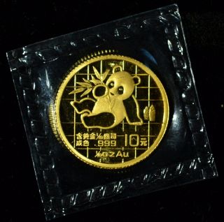 1989 Chinese Panda 1/10th Oz.  999 China Gold Coin Bullion photo