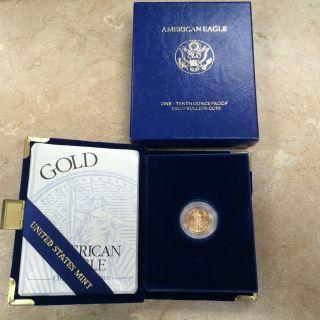 1995 - W $5 American Gold Eagle 1/10 Oz Proof W/box photo