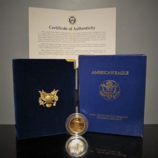 1988 - P American Eagle Liberty $10 Us 1/4 Oz Proof Gold Coin,  Box photo