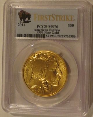 2014 1oz $50 Gold Buffalo - Ms - 70 First Strike Perfect Coin Pcgs photo