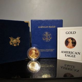 1987 - P American Eagle Liberty $25 Us 1/2 Oz Proof Gold Coin Box, photo