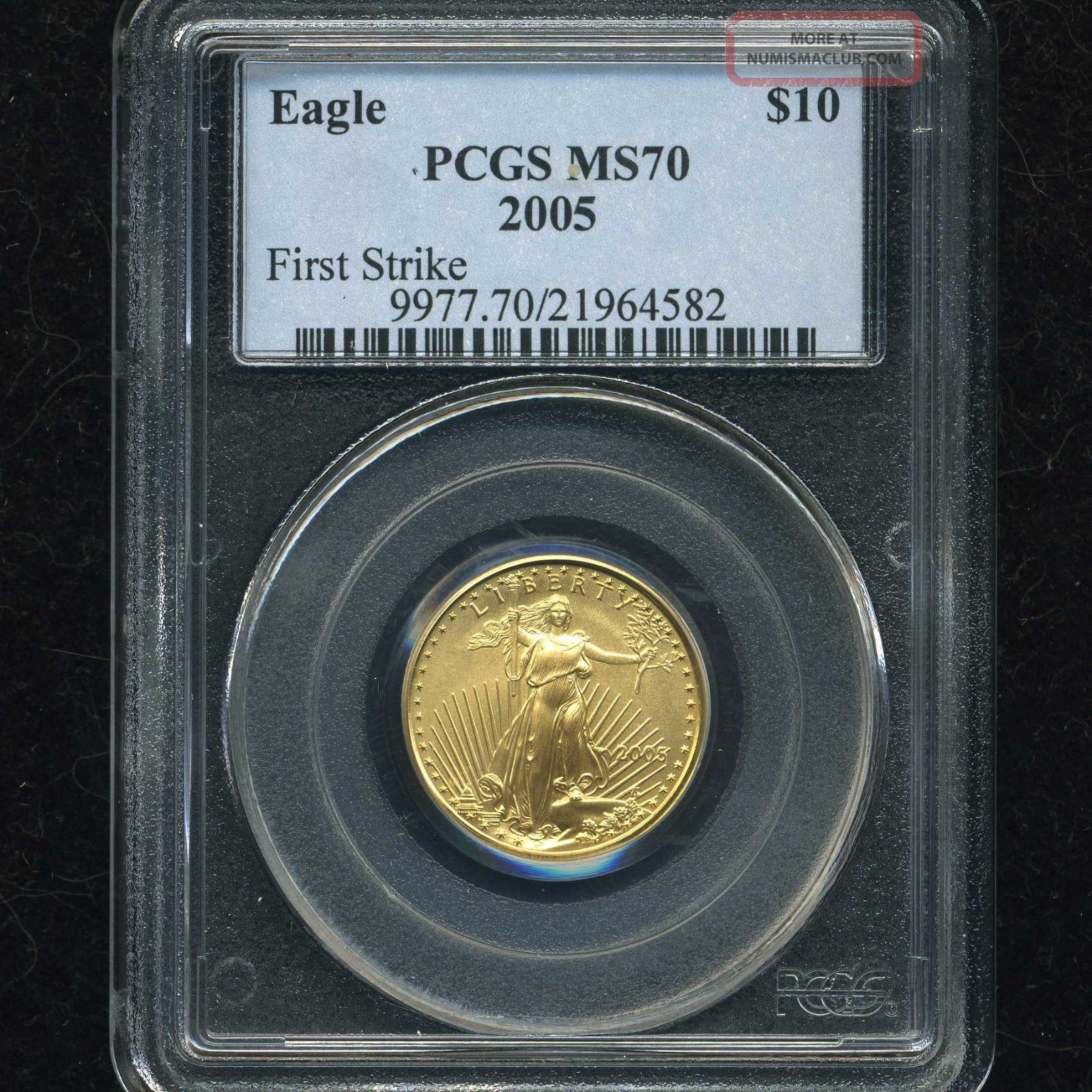 2005 Gold American Eagle Pcgs Ms70 Ms 70 $10 Quarter Oz 1/4 Oz